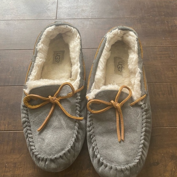 UGG Suede Moccasin Slippers with Tan Bow - Picture 7 of 11